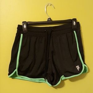Fila Black Athletic Shorts w/ Green Detail